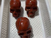 3 Pieces Large Red Jasper Skull Carving