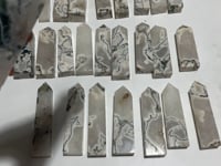 26 Pieces White Moss Agate Four-Sided Tower Points