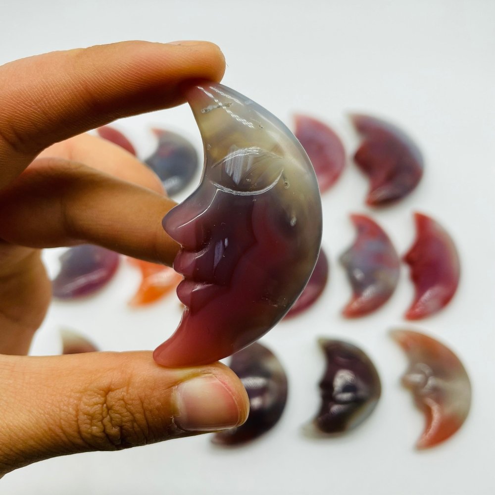 16 Pieces Beautiful Red Agate Moon Face -Wholesale Crystals