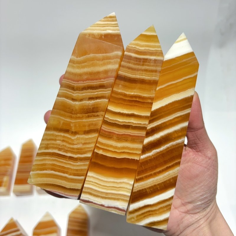 16 Pieces Fat Yellow Calcite Stripe Tower - Wholesale Crystals