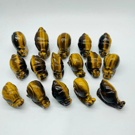16 Pieces High Quality Tiger Eye Snails Carving -Wholesale Crystals