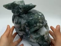 Beautiful Large Moss Agate Bird Skull Carving -Wholesale Crystals