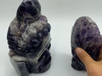 2Pieces Chevron Amethyst Indian Skull Carving -Wholesale Crystals