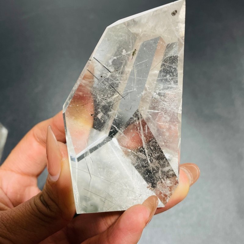 17 Pieces High Quality Clear Quartz With Black Tourmaline Free Form - Wholesale Crystals