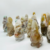 17 Pieces High Quality Sakura Flower Agate Rabbit Carving -Wholesale Crystals