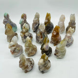 17 Pieces High Quality Sakura Flower Agate Rabbit Carving -Wholesale Crystals