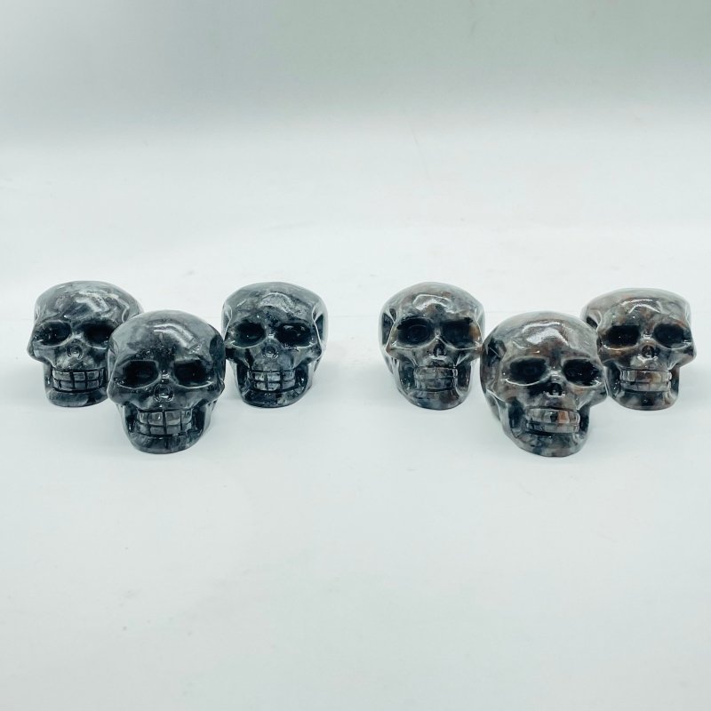 1.7in Skull Carving Wholesale Yooperlite (UV Reactive) Larvikite - Wholesale Crystals