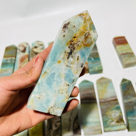 18 Pieces Caribbean Calcite Four-Sided Points -Wholesale Crystals