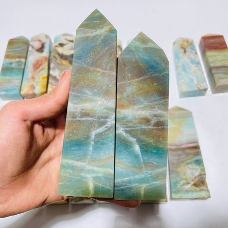 18 Pieces Caribbean Calcite Four-Sided Points -Wholesale Crystals