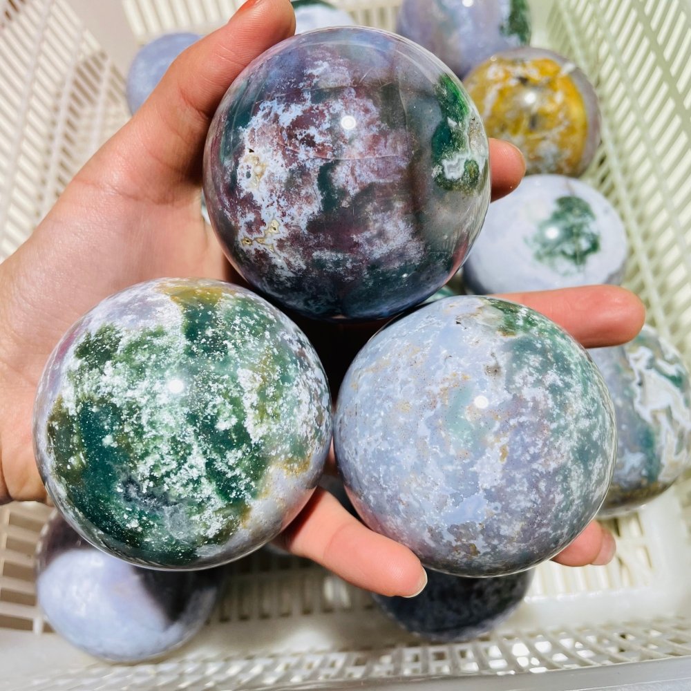 18 Pieces Colourful Ocean Jasper Sphere Ball -Wholesale Crystals
