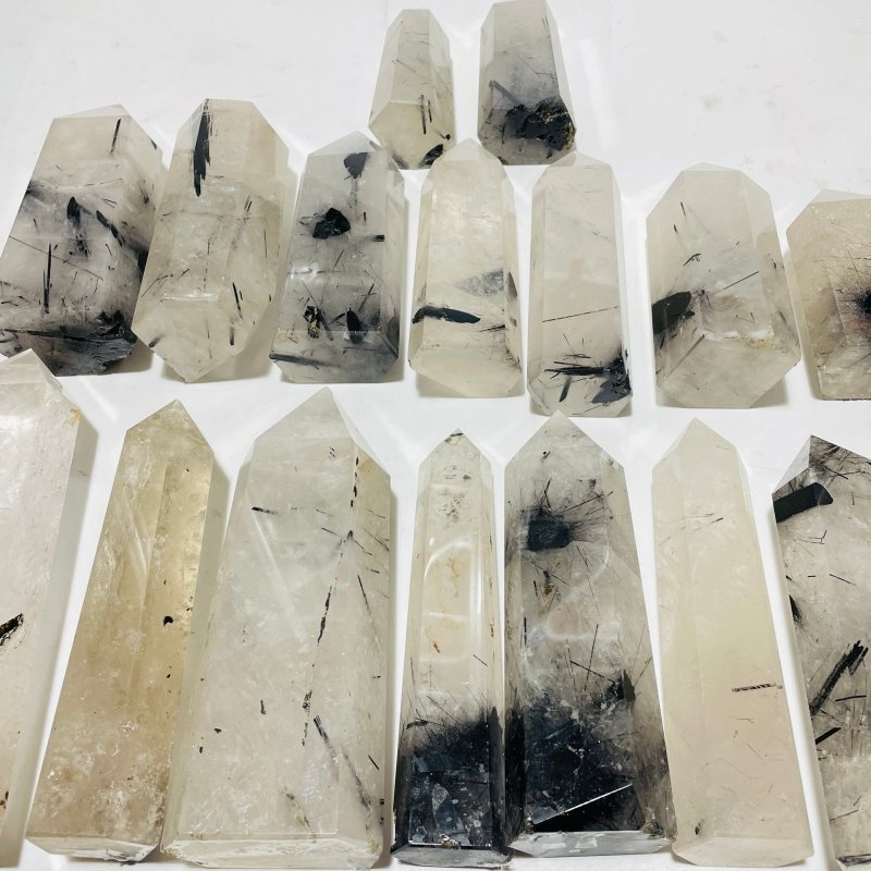 18 Pieces Large Black Tourmaline Clear Quartz Tower -Wholesale Crystals