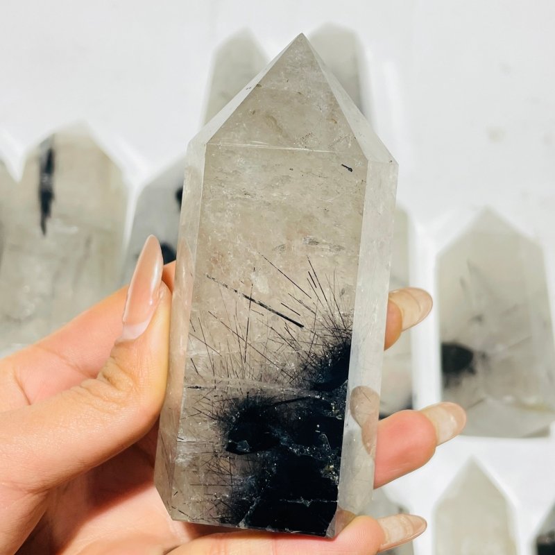 18 Pieces Large Black Tourmaline Clear Quartz Tower -Wholesale Crystals