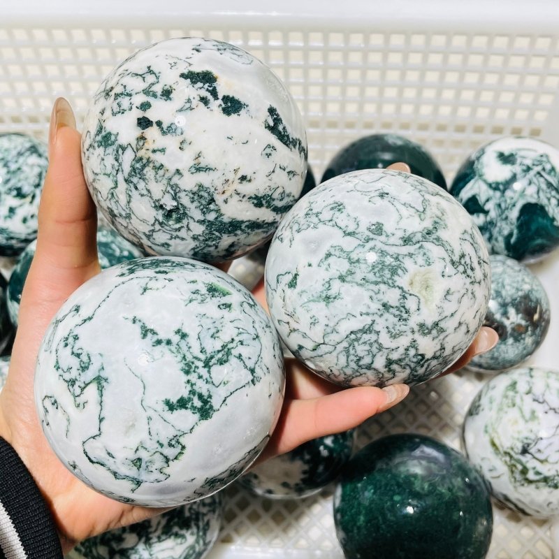 18 Pieces Moss Agate Spheres Clearance - Wholesale Crystals