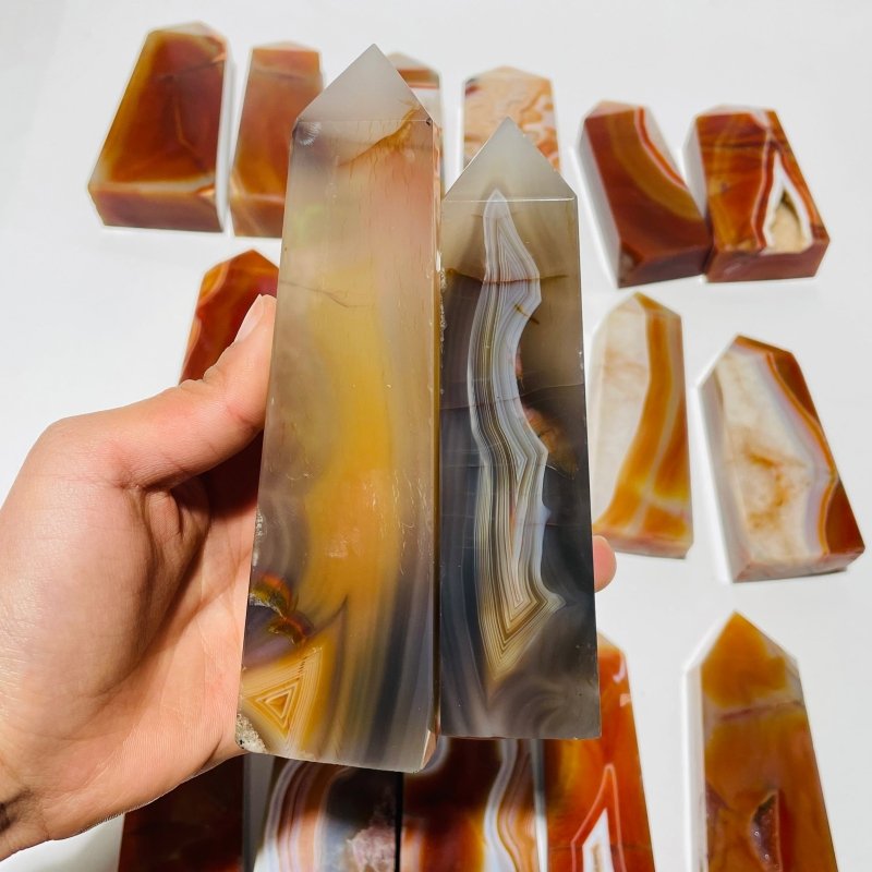 18 Pieces Natural Carnelian Four-Sided Points -Wholesale Crystals