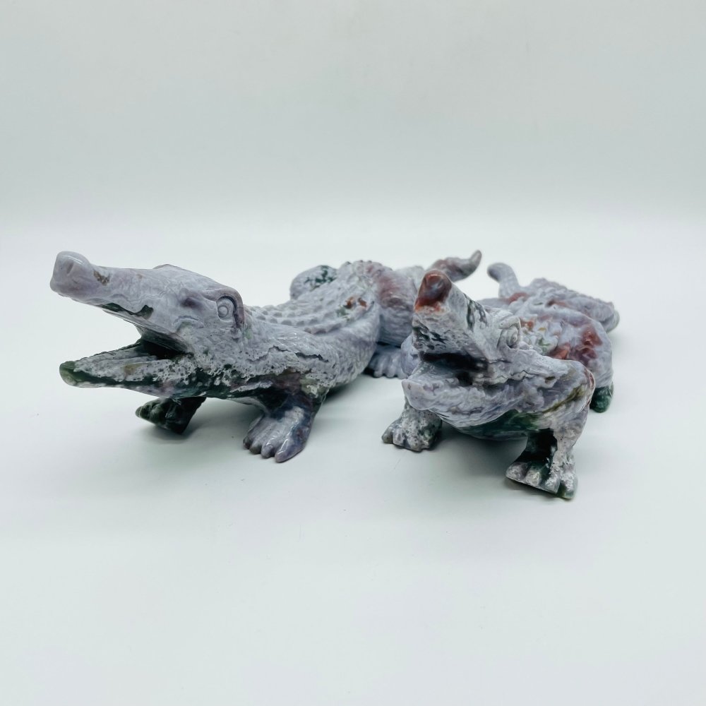 2 Pieces Ocean Jasper Crocodile Carving -Wholesale Crystals