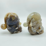 2 Pieces Sakura Flower Agate Christmas Hat Skull Carving -Wholesale Crystals