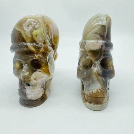 2 Pieces Sakura Flower Agate Christmas Hat Skull Carving -Wholesale Crystals