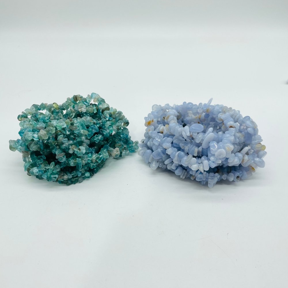 2 Types Chip Bracelet Wholesale Blue Lace Agate Translucent Clear Apatite -Wholesale Crystals