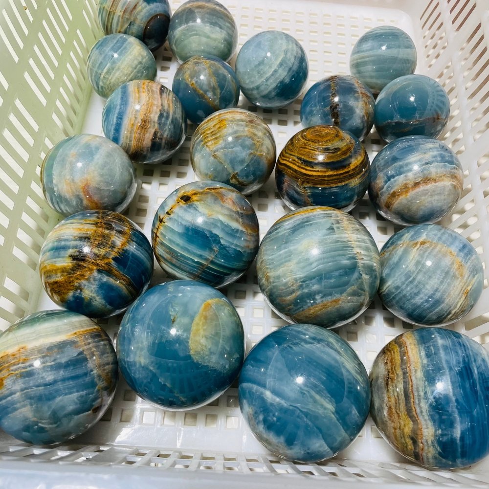 21 Pieces Blue Onyx Sphere Ball -Wholesale Crystals