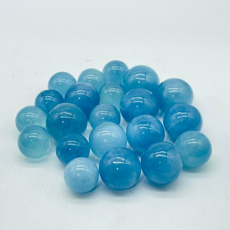 21 Pieces High Quality Aquamarine Spheres -Wholesale Crystals