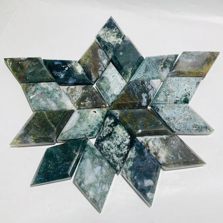 21 Pieces Large Moss Agate Rhombus Shaped -Wholesale Crystals
