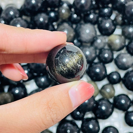 217 Pieces Gold Sheen Obsidian Mixed Silver Sheen Obsidian Spheres -Wholesale Crystals