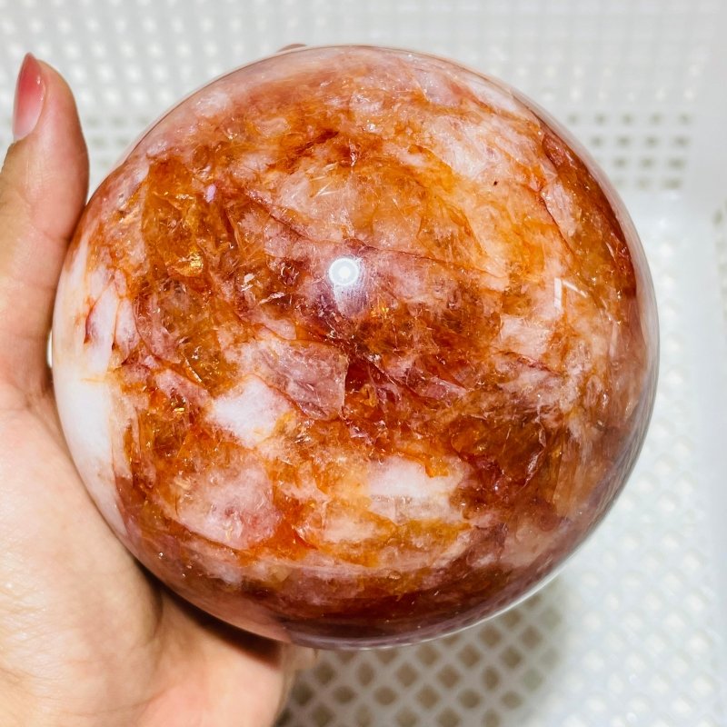 3 Pieces Large Red Fire Quartz Spheres -Wholesale Crystals