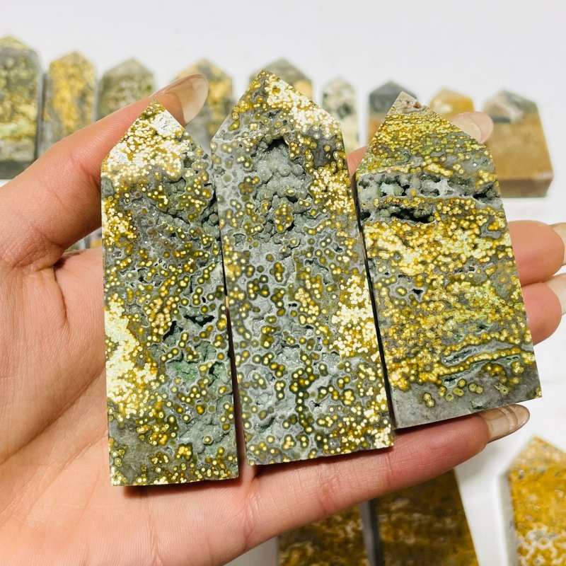 27 Pieces 8th Vein Yellow Ocean Jasper Four-Sided Points -Wholesale Crystals