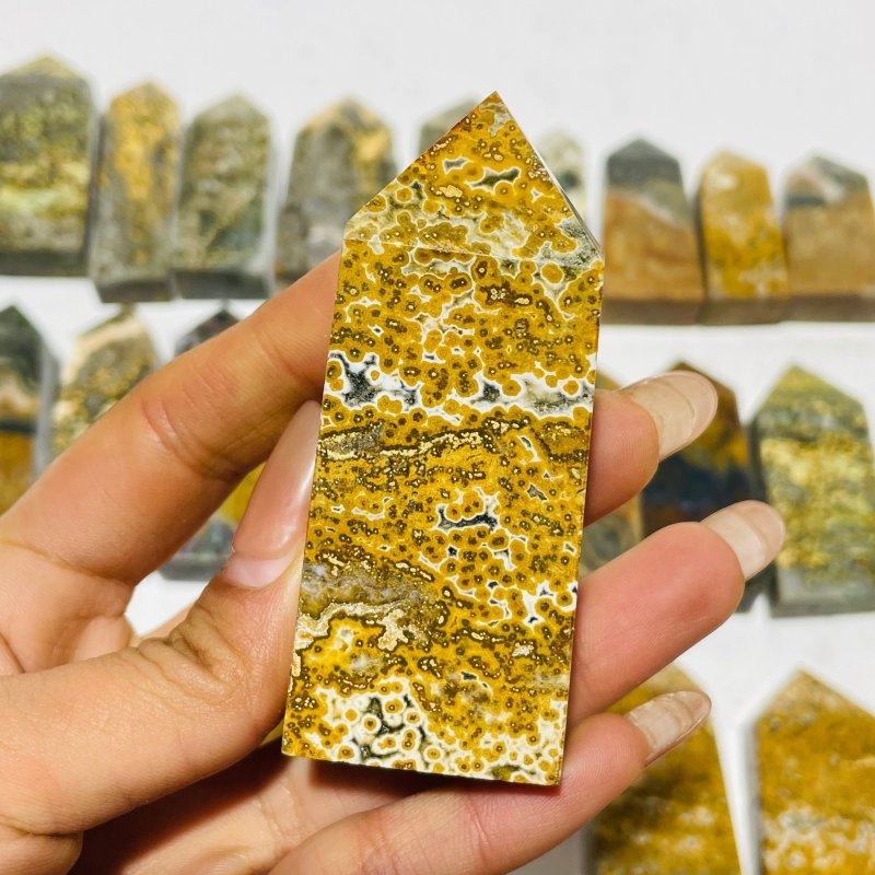 27 Pieces 8th Vein Yellow Ocean Jasper Four-Sided Points -Wholesale Crystals