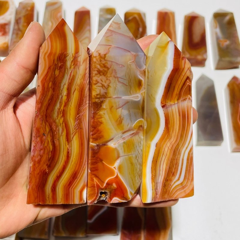 28 Pieces Four-Sided Carnelian Points -Wholesale Crystals
