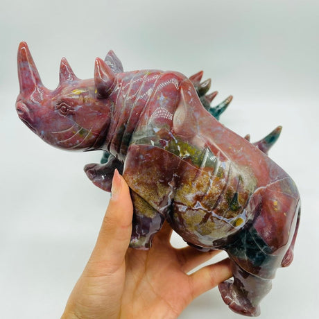 3 Pieces Beautiful Large Ocean Jasper Rhino Carving -Wholesale Crystals