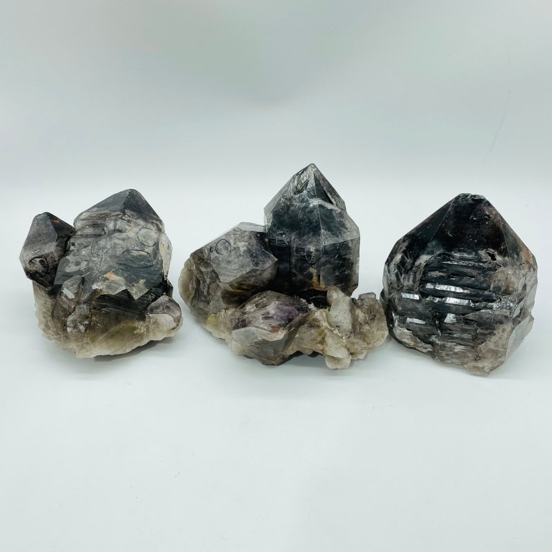 3 Pieces Enhydro Backbone Crystal Specimen Smoky Quartz Stone For Collection - Wholesale Crystals