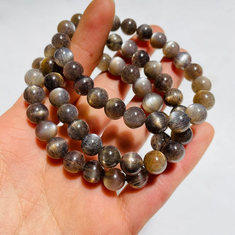 3 Pieces High Grade Black Sunstone with Hematite Bracelet (HGUB12) -Wholesale Crystals