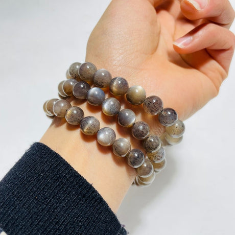 3 Pieces High Grade Black Sunstone with Hematite Bracelet (HGUB12) -Wholesale Crystals