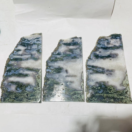 3 Pieces Large Beautiful Moss Agate Slab 17inch - Wholesale Crystals