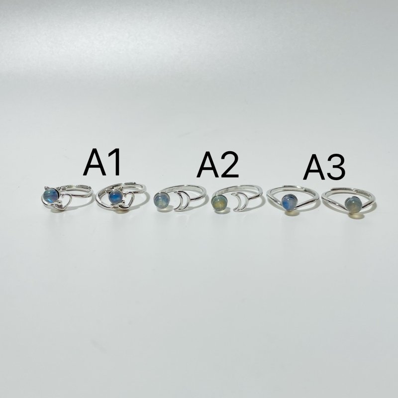 3 Types Labradorite Ring Moon Cat Crown Shape - Wholesale Crystals