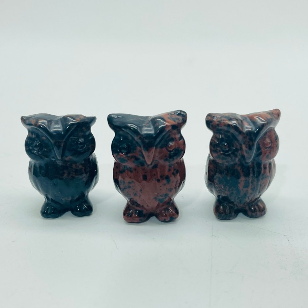 3 Types Mini Owl Carving Wholesale Green Aventurine & Red Obsidian -Wholesale Crystals