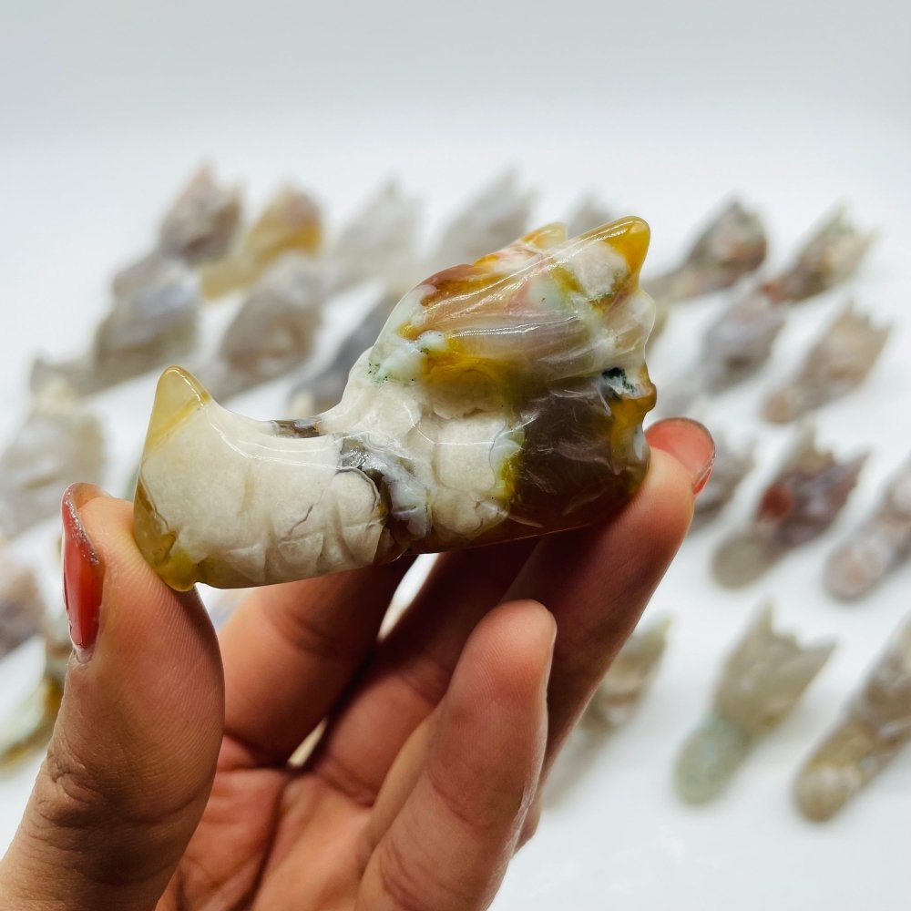 30 Pieces Sakura Agate Dragon Head Carving -Wholesale Crystals