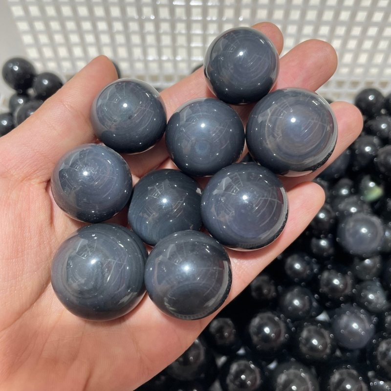 318 Pieces Rainbow Cat Eye Obsidian Spheres -Wholesale Crystals