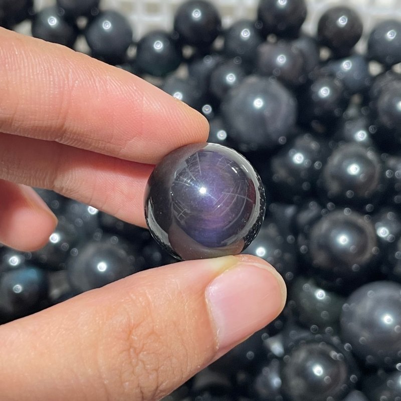 318 Pieces Rainbow Cat Eye Obsidian Spheres -Wholesale Crystals