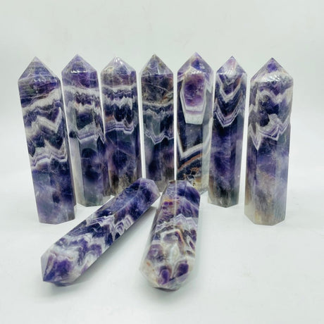4-5in Dream Amethyst Chevron Point Tower Wholesale -Wholesale Crystals