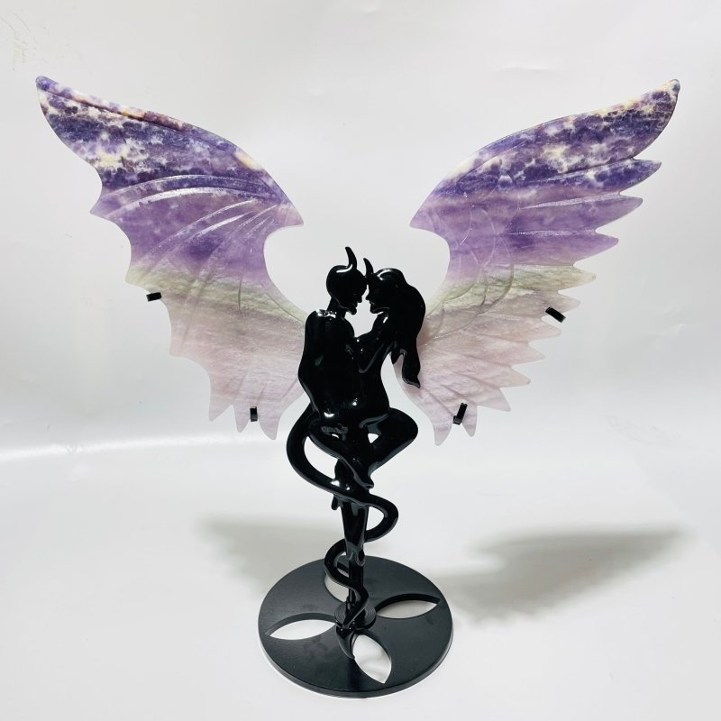 4 Pairs Demon And Angel Wing Carving With Stand Kambaba Fluorite - Wholesale Crystals