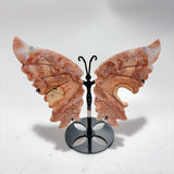 4 Pairs Natural Pink Agate Butterfly Wing Crystal Carving With Stand -Wholesale Crystals