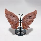 4 Pairs Natural Pink Agate Butterfly Wing Crystal Carving With Stand -Wholesale Crystals