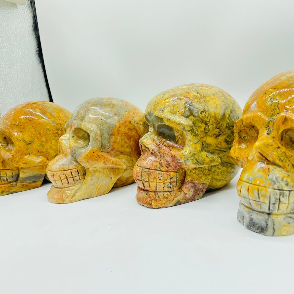 4 Pieces Crazy Agate Skull Carving -Wholesale Crystals