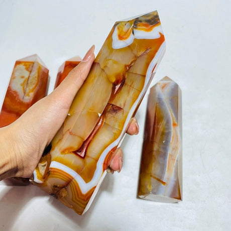 4 Pieces Large Carnelian Crystal Tower -Wholesale Crystals