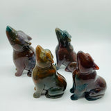 4 Pieces Large Ocean Jasper Wolf Carving -Wholesale Crystals
