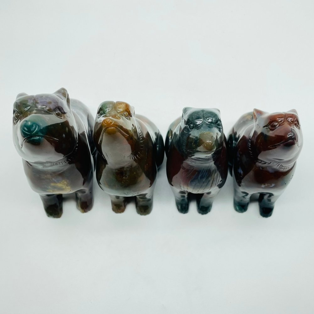 4 Pieces Large Ocean Jasper Wolf Carving -Wholesale Crystals