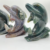 4 Pieces Moss Agate Dolphin Carving -Wholesale Crystals