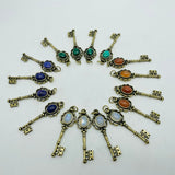 4 Types Gem Key Pendant Wholesale Charoite Sunstone Malachite Moonstone -Wholesale Crystals